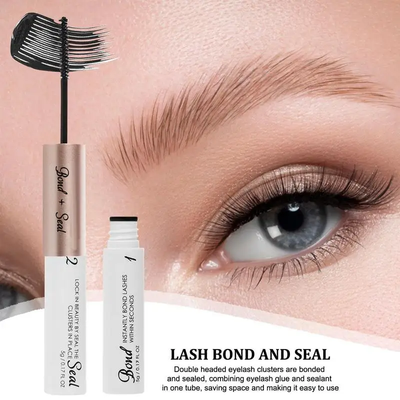 Lash Bond e Seal Kit de extensão para mulheres, cílios postiços, enxerte Cluster, cabeça dupla, secagem rápida, maquiagem