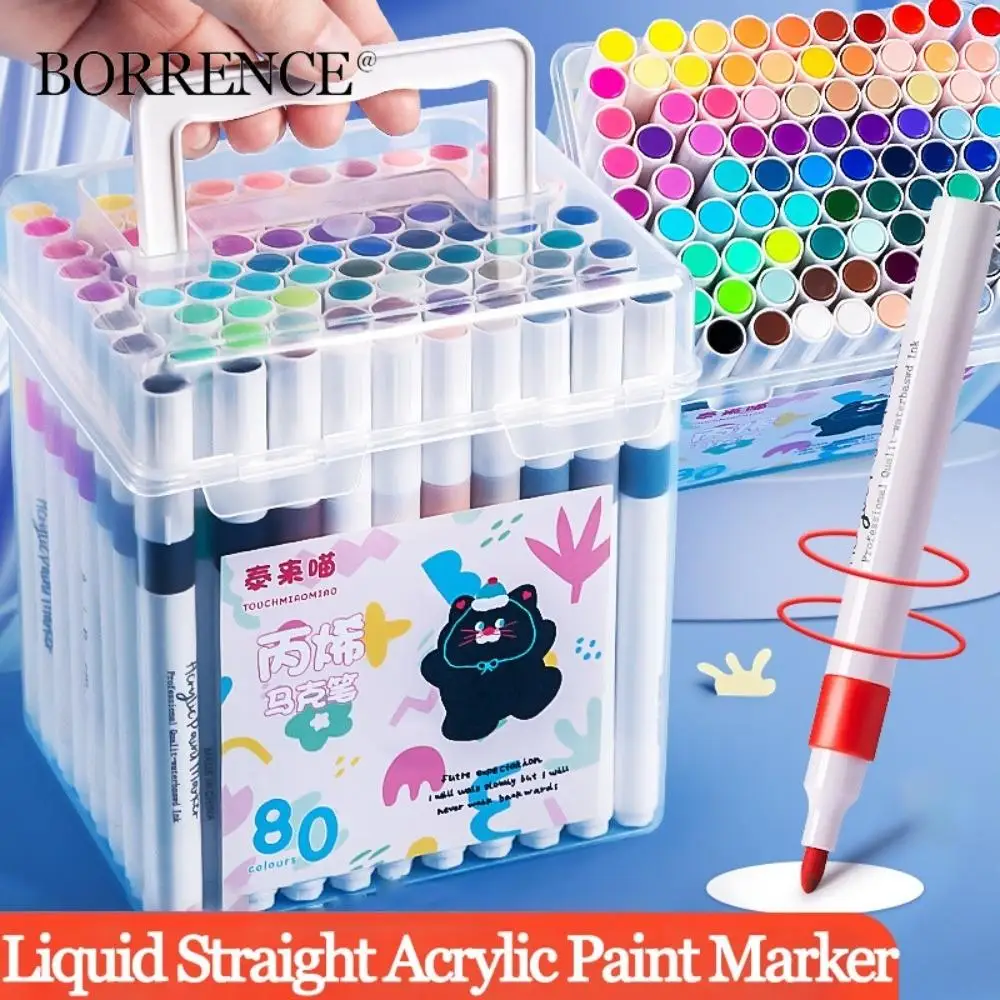 24-80 Color Liquid Straight Marker,Strong Coverage,Rapid Inking for DIY Canvas,Wood,Crafts,Paper Artist Tool Supplies Stationery