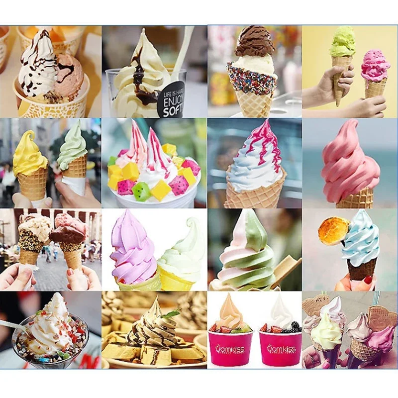 Máquina de helado suave, mesa comercial de 1600W, gran capacidad, potencia para sorbete, servir cono dulce, yogur helado