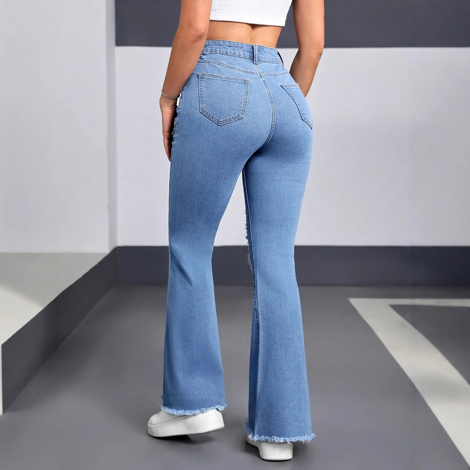 Korean Style Women Blue Solid - Vintage Fashion Style Female 评论和价格