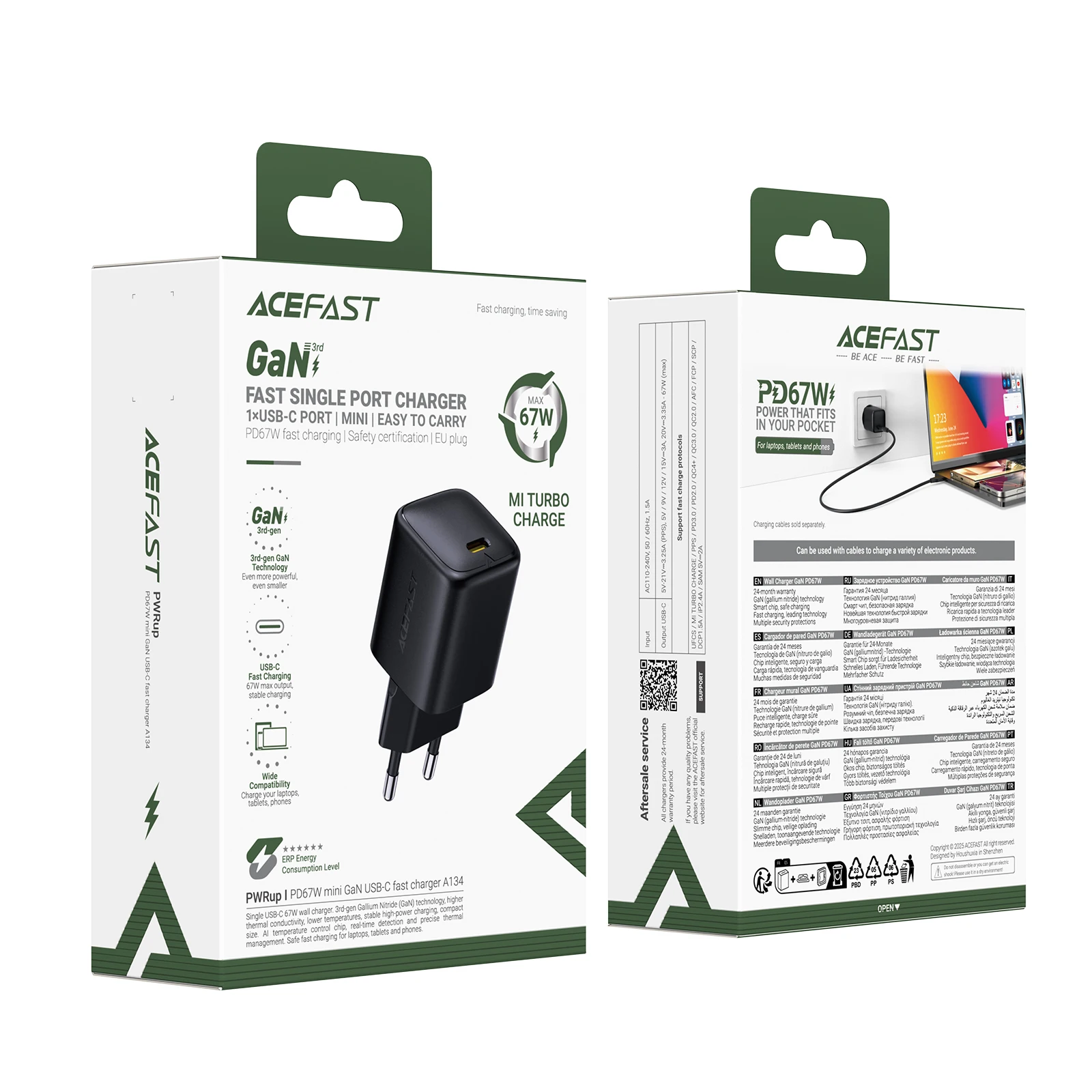 ACEFAST EU GaN PD67W Szybka Ładowarka USB C do Xiaomi 15T Pro 17 Pro Max Adapter Szybkiego Ładowania do iPhone 17 16 15 — zdjęcie produktu 6