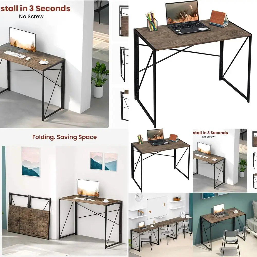 

Компактный складной стол, портативный и компактный, прочный металл, коричневый, 39 для домашнего офиса