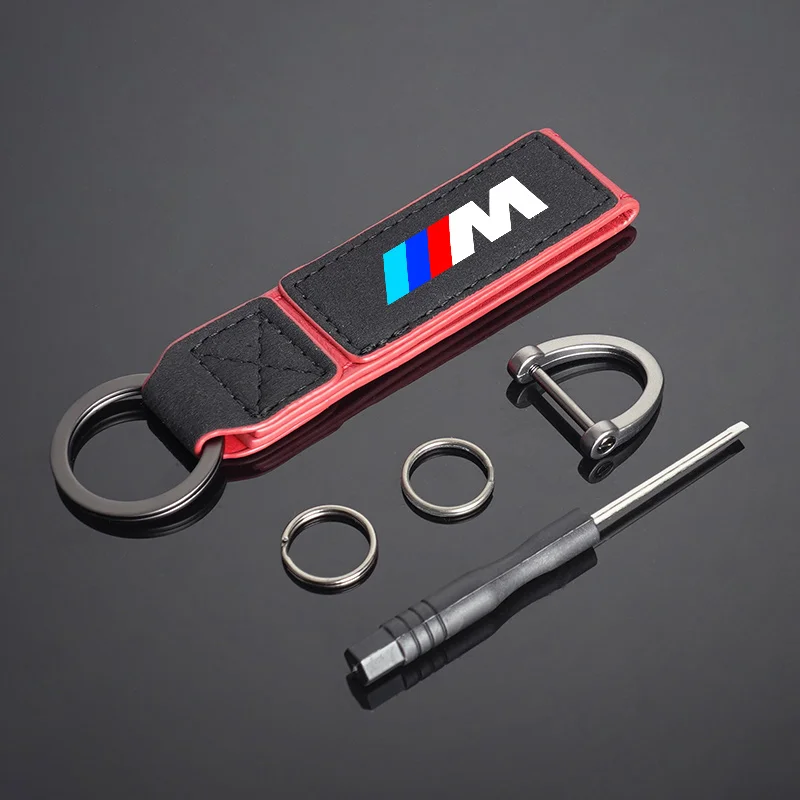 ل BMW M X1 X2 X3 X5 X6 E46 E39 E90 E36E60 E34 E30 F30 G20 شعار السيارة المفاتيح جلد الغزال كيرينغ قلادة هدايا اكسسوارات