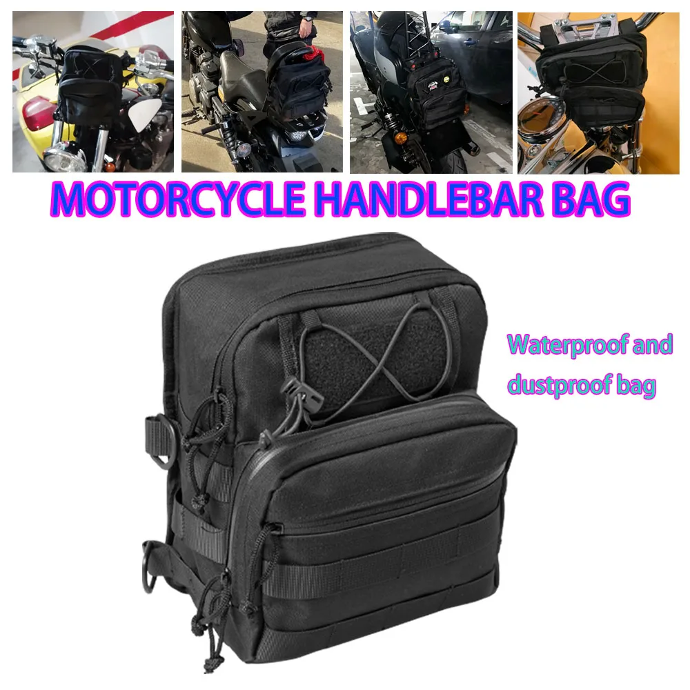 

Motorcycle Front Handle Bars Storage Bag Club Style T-Bar Tool Travel Pouch Fit For Harley Softail Sportster Dyna Touring