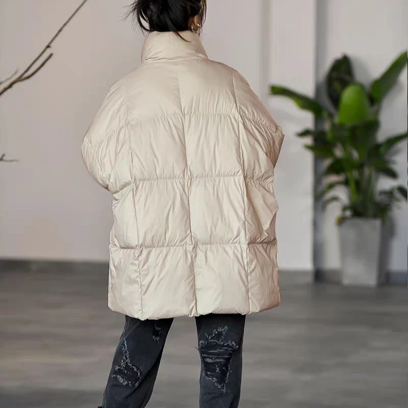 Women's Autumn Winter Top Coat Down Jacket White Duck Down Bread Jacket Large Comfortable Loose Casual Niche Versatile Skinny
