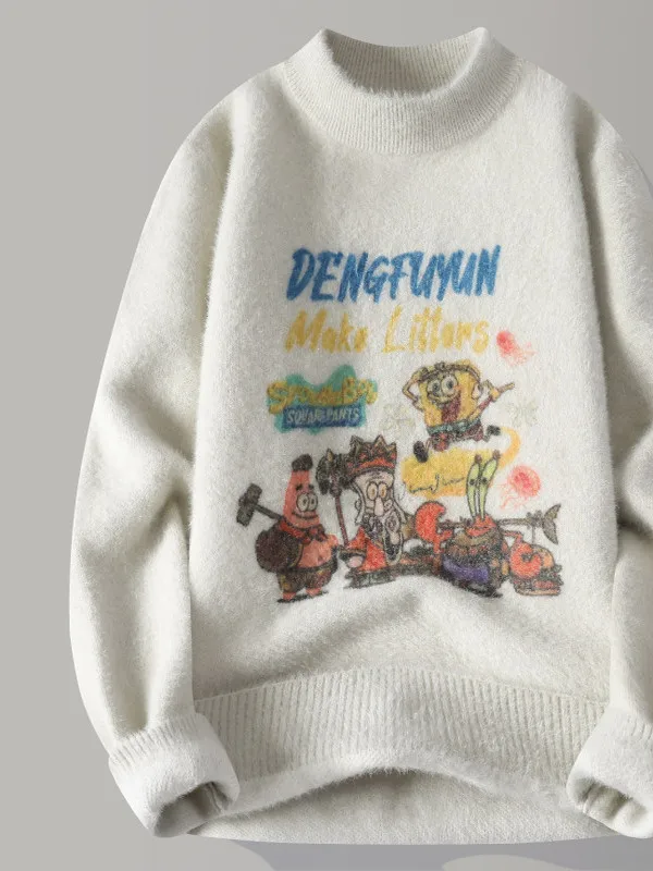

Teen Winter Warm Thiened Hoodie Knitted Sweater Faionable Base Layer irt round Ne Pullover Youth Active Sle Long Sl...