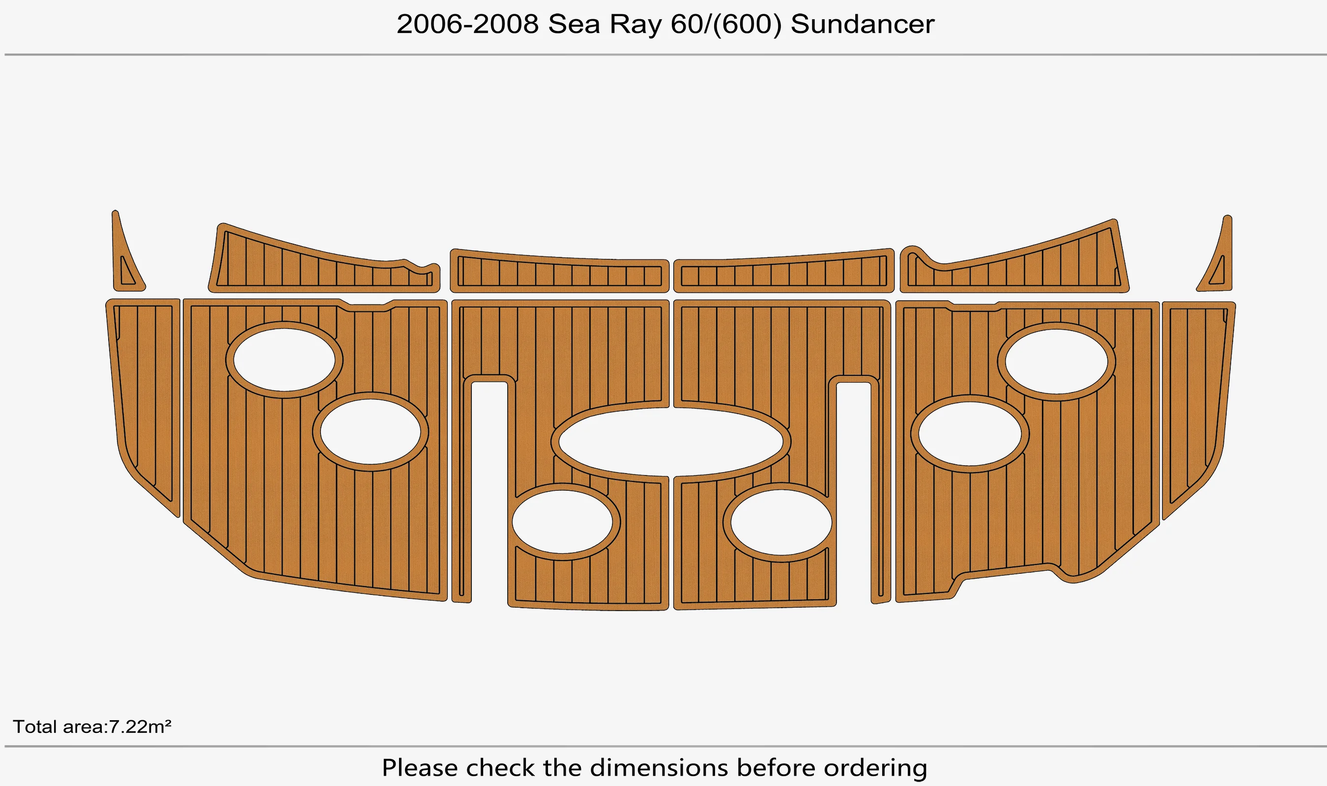 Marine Faux Teak EVA Non-Slip Mat -2006-2008 Sea Ray 60(600)Sundancer Self-Adhesive 1/4