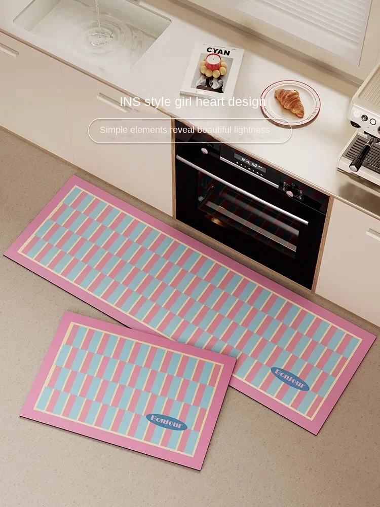 VIKAMA 1/2PCS Kitchen Diatom Mud Mat Home Decoration Bathroom Absorbent Non-Slip Mat Korean Dopamine Long Strip Carpet