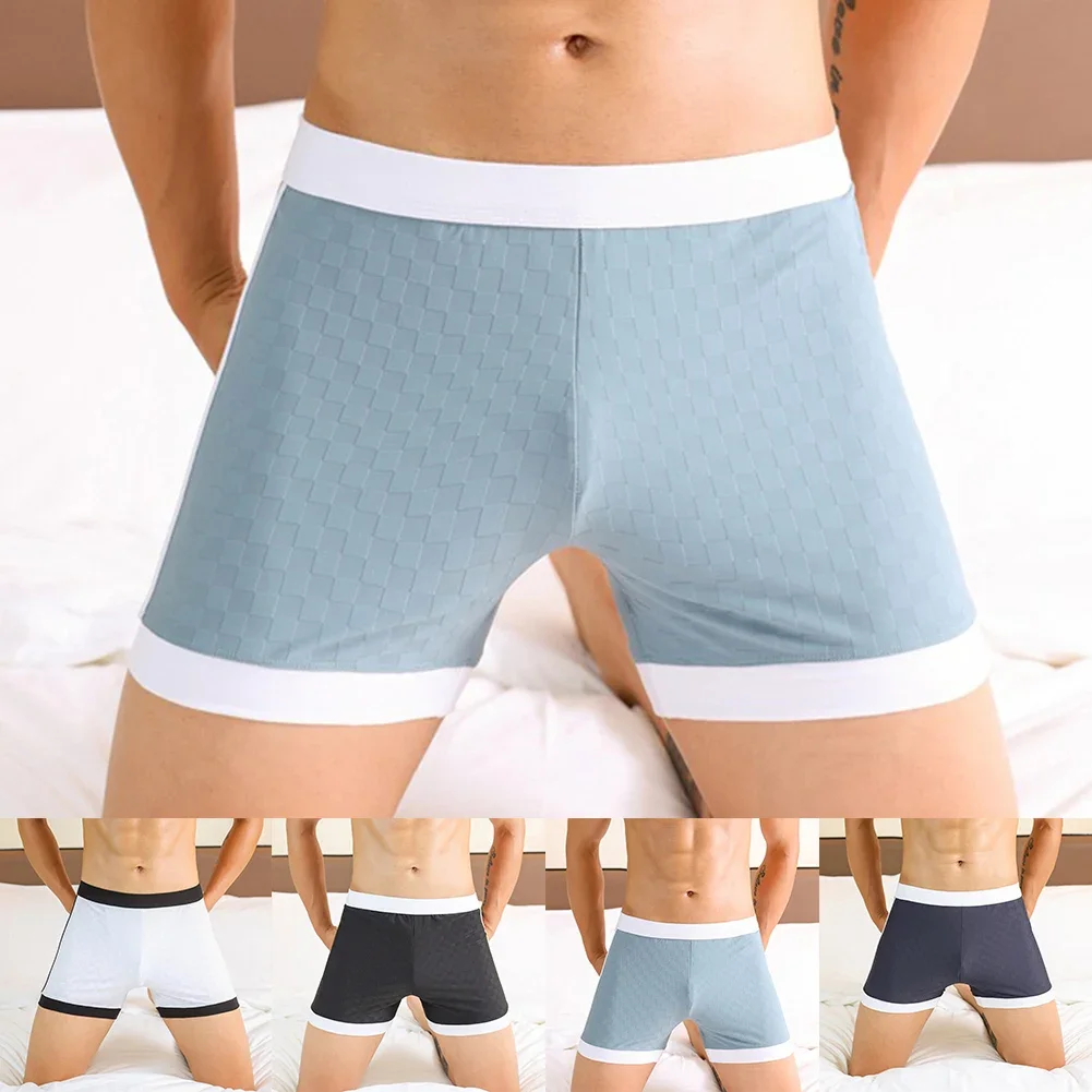 

Men Boxers Loose Seamless Sexy Lingerie Breathable Soft Underwear U Convex Pouch Underpants Men Ice Silk Trunks Men's Clothing