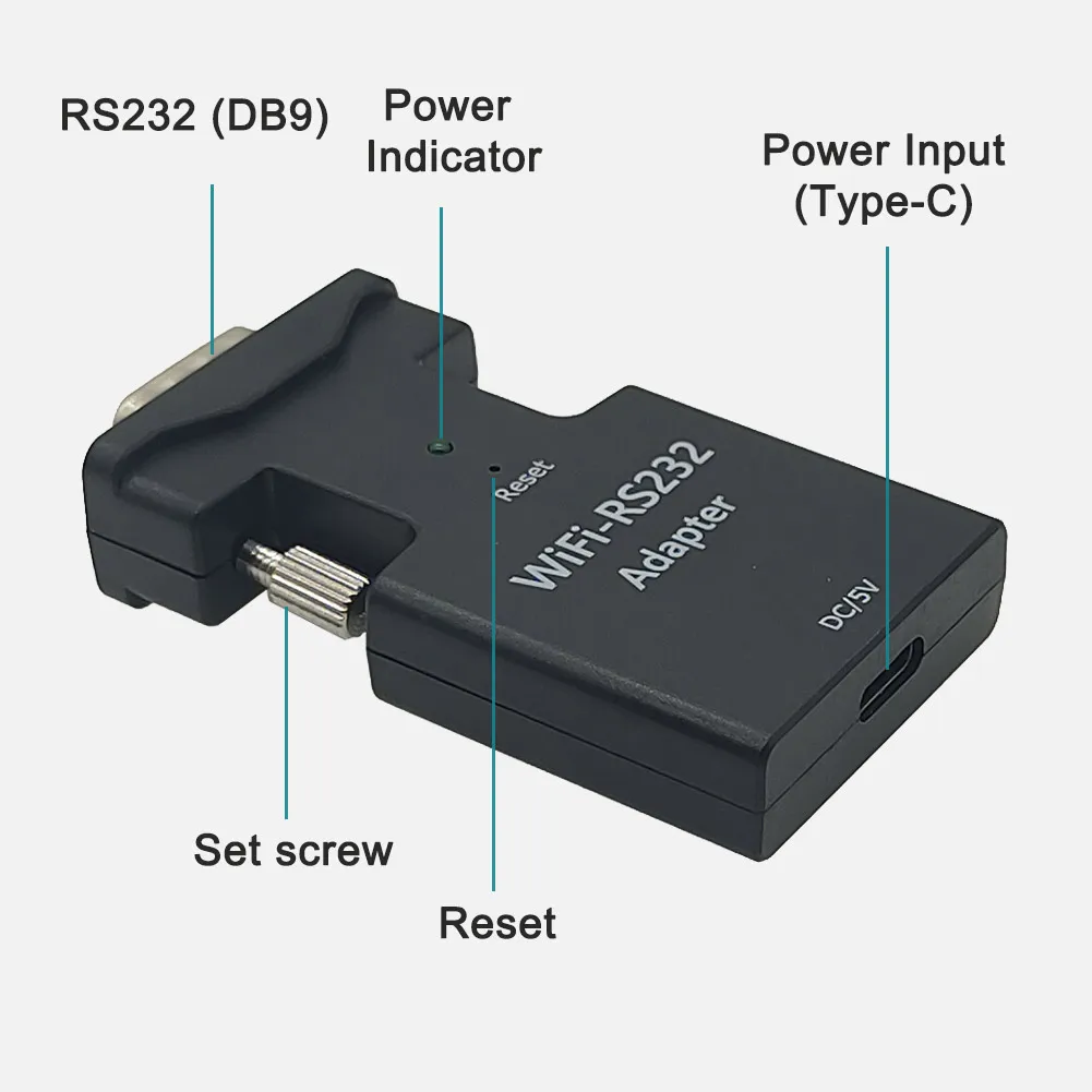 Mini-RS232-zu-WLAN-Adapter, RS232-Wireless-Extender, kein Antrieb, Telnet-Protokoll, transparente Übertragung für Remote Config/Test