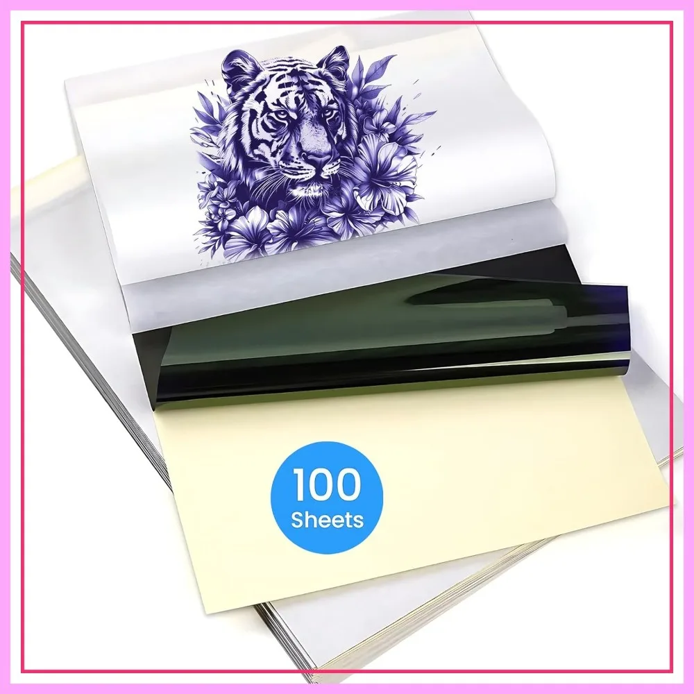 

Tattoo Transfer Paper 100 Sheets A4 Size Stencil Paper for Tattooing, 4 Layers Thermal Transfer Paper DIY Tattoo Stencil Kit