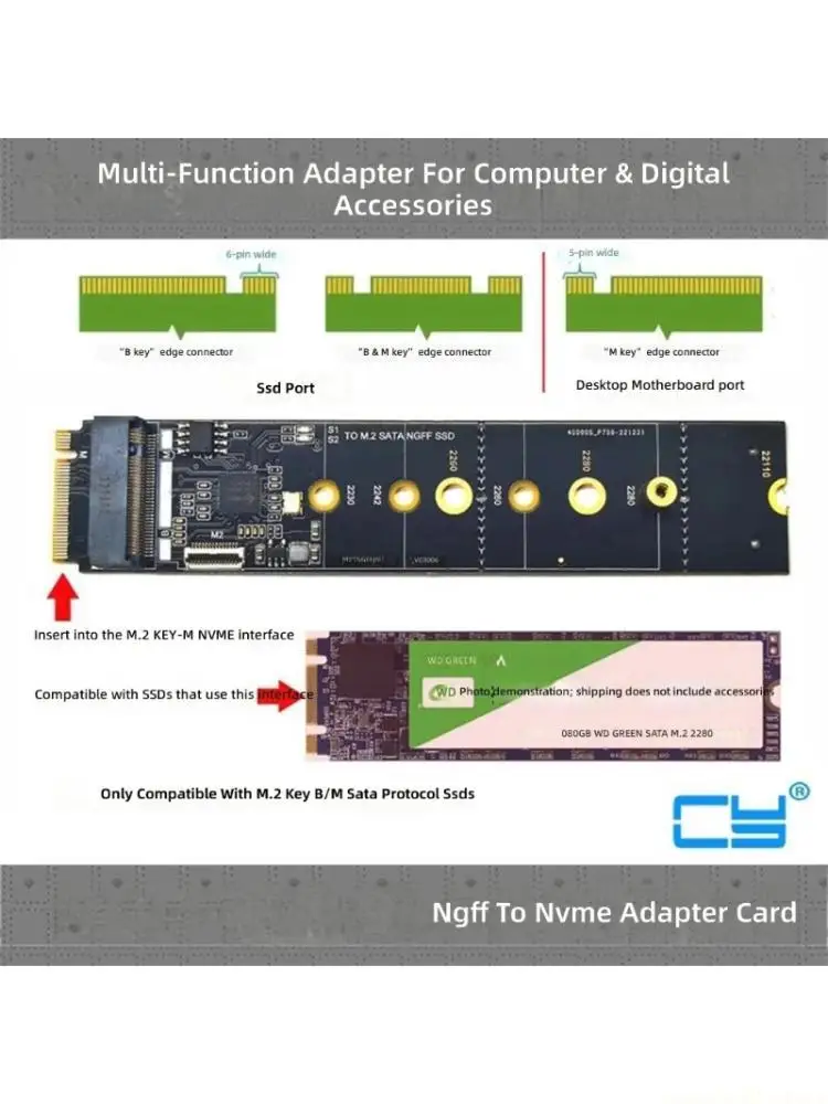 Internal Desktop Drive Return Card for M-Key Slot Expansion Use