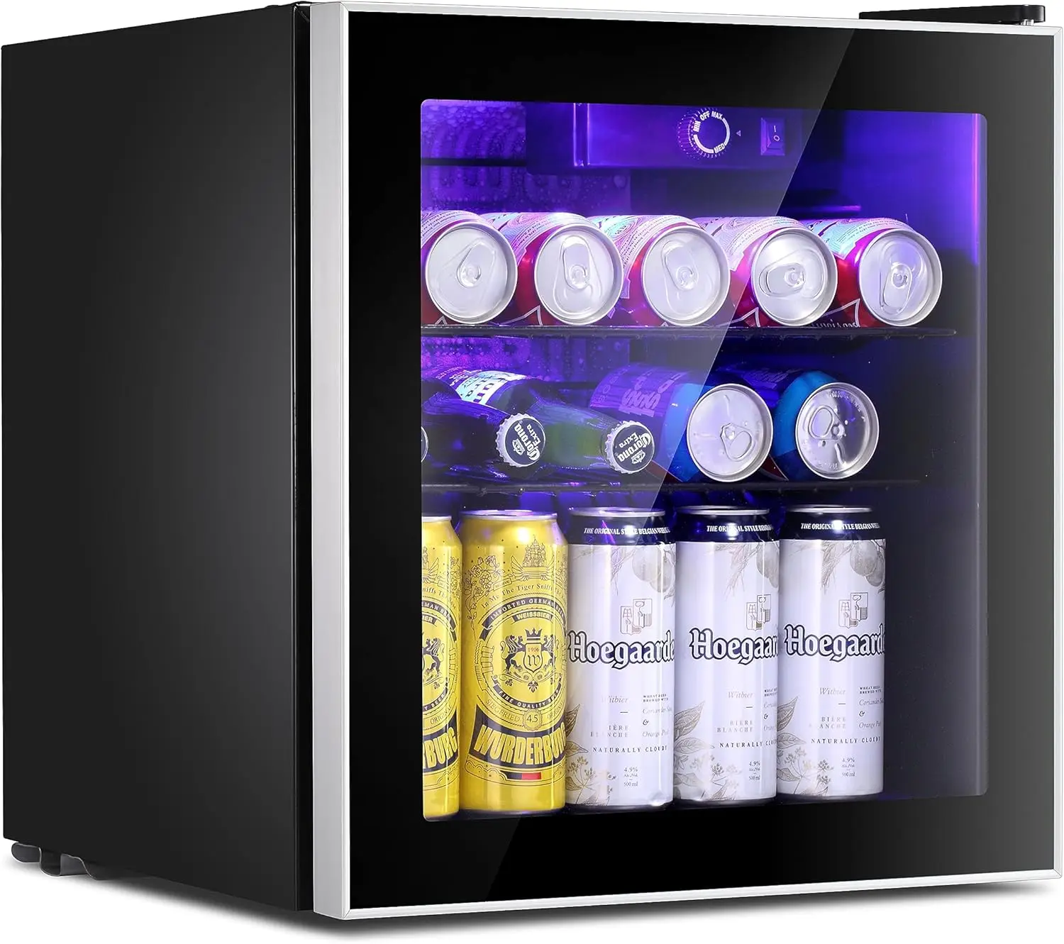 

Star Mini Fridge Cooler 70 Can Beverage Refrigerator Glass Door for Beer Soda Wine Small Drink Dispenser Clear Front D