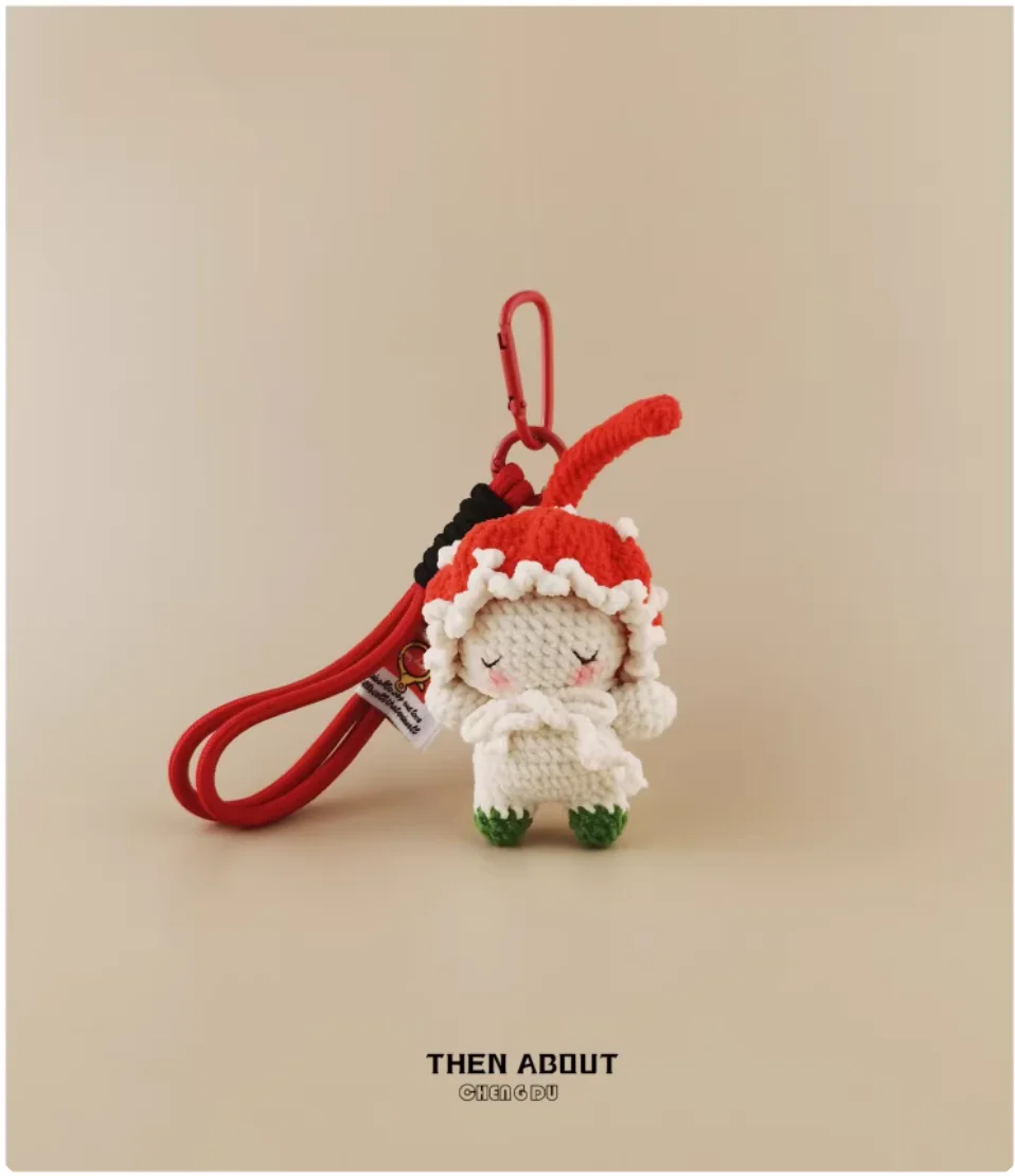 

Red mushroom elf doll bag pendant bag pendant key chain luxury niche senior gift.