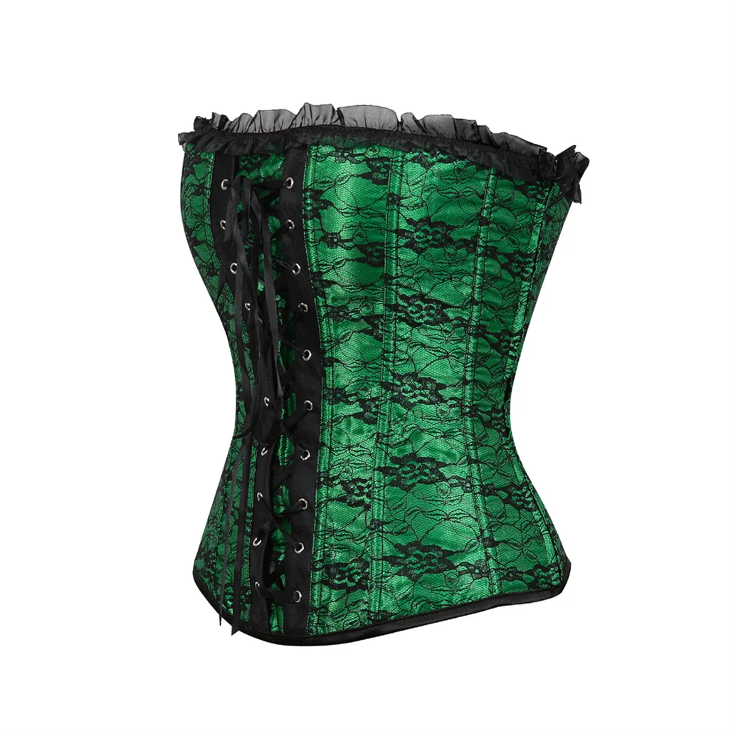 

Corset Bustier Floral Lace Up Corsets Burlesque Corsage Vintage Waist Trainer Bustiers Bride Korsett Bachelorette Party Costumes