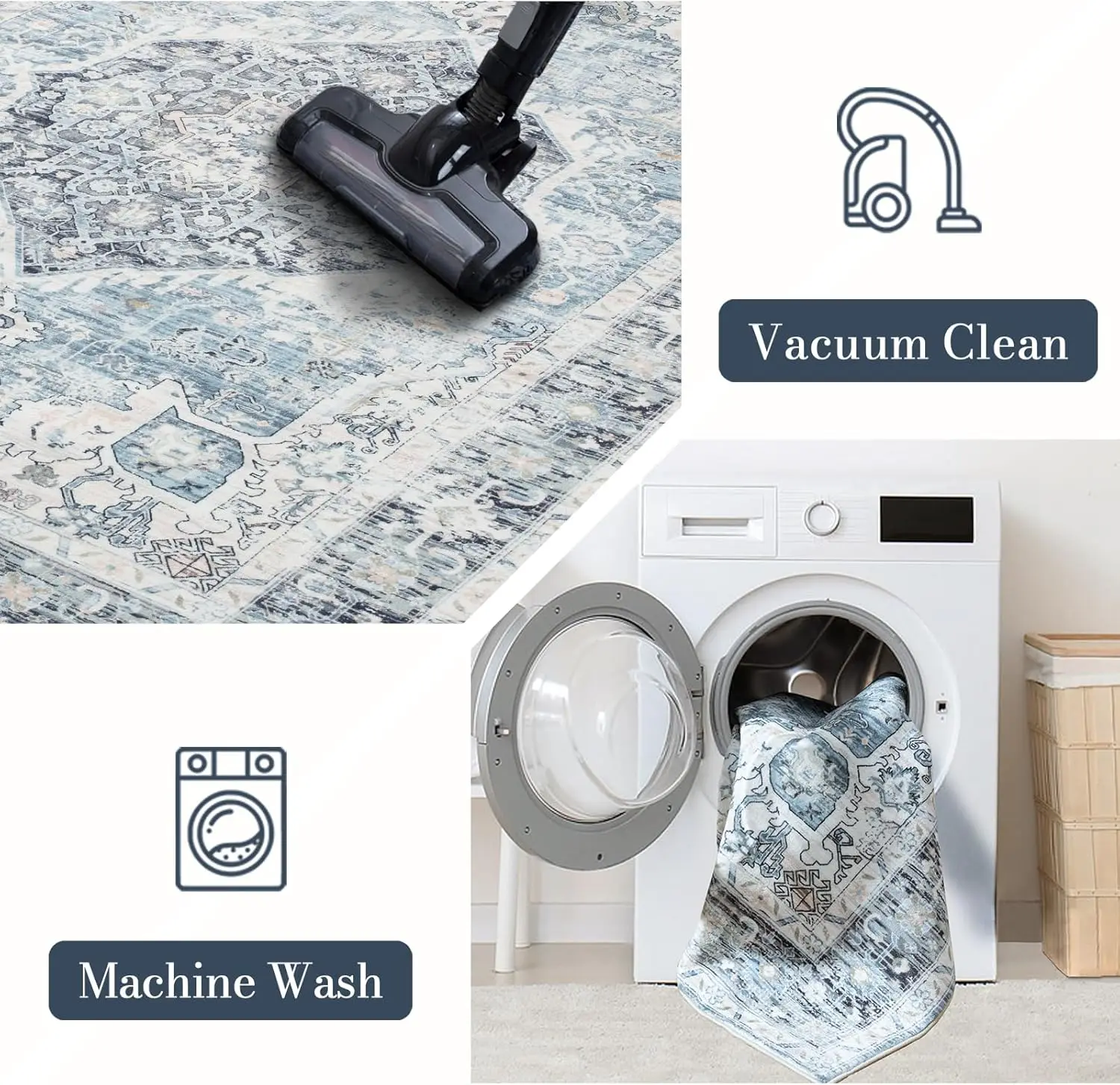 9x12 Vintage Boho Rug, Ultra-Soft Washable Non-Slip Carpet for Living Room Bedroom Office view 5