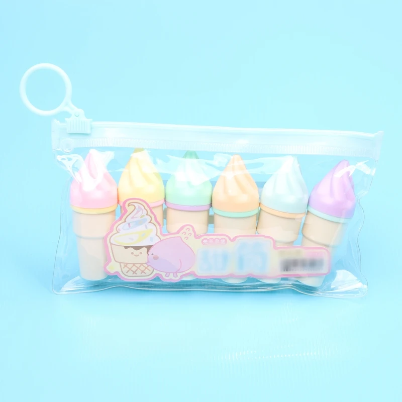 

6 милых флуоресцентных маркеров Sweet-Cone, студенческие маркеры для рисования и журналов своими руками, светлые макаронные цвета E