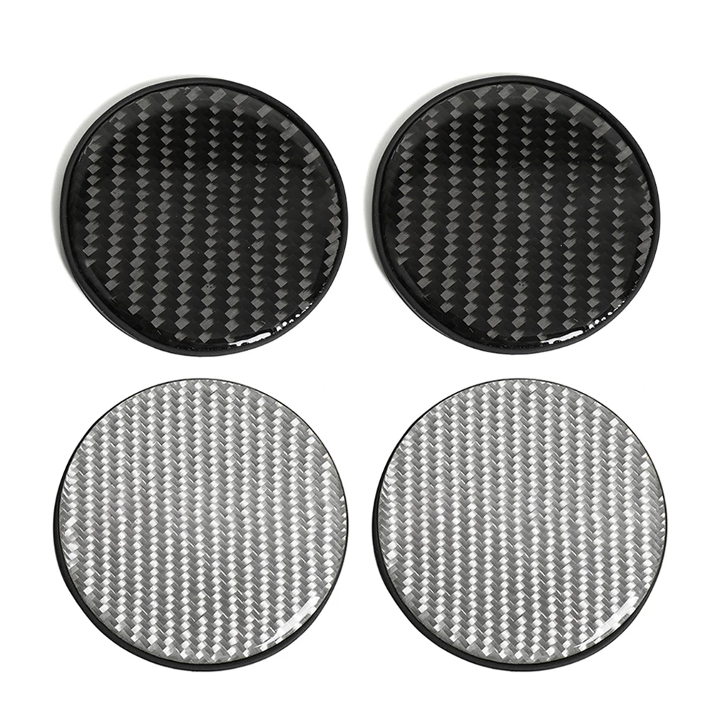 RASTP-2Pcs Carbon Fiber Car Coaster Cup Bottle Holder Anti-Slip Water Cup Mat Anti-Dirt Round Pad Auto Interior Accessory LKT108