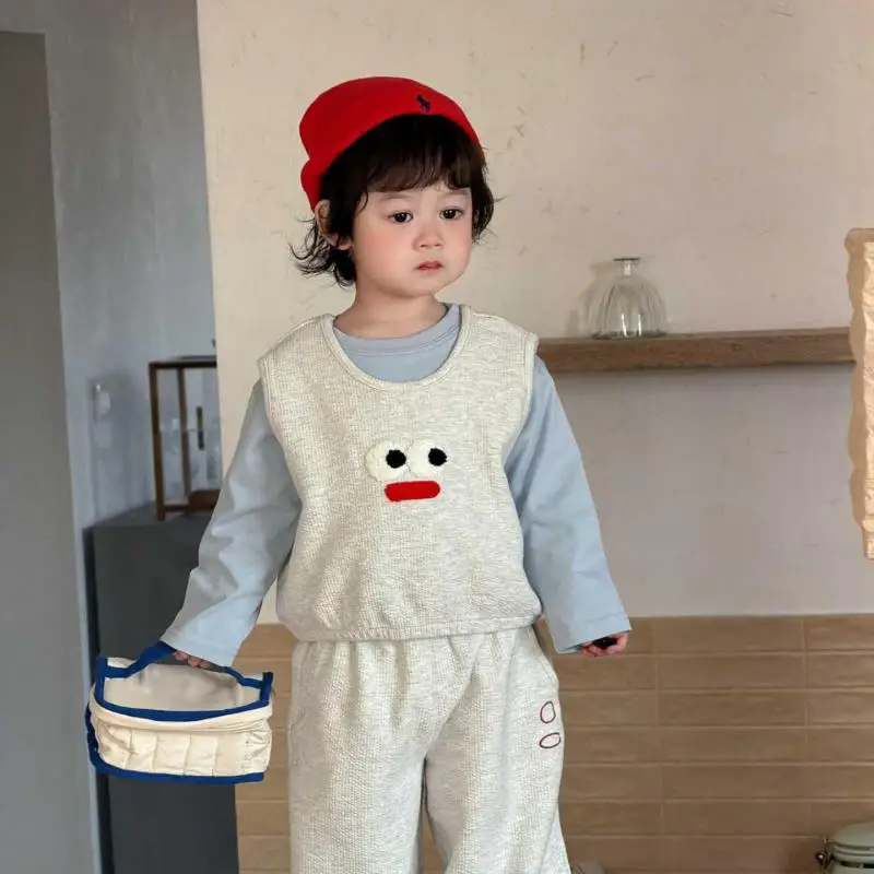 

2026 Spring New Baby Sleeveless Clothes Set Infant Boy Girls Cute Cartoon Vest + Casual Pants 2pcs Suit Toddler Cotton Outfits