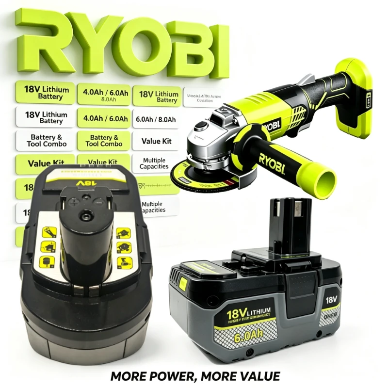 RYOBI Original ONE+ 18V Professional Li-ion Battery Fast Charging 6Ah 8.0Ah for P107 P108 P122 RB18L20 Impact Driver Power Tools