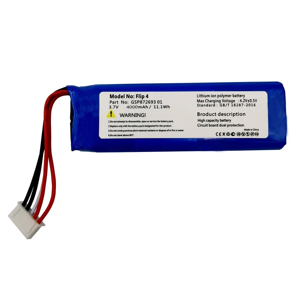 100% Original New 3.7V 4000mAh Battery GSP872693 01  for Bateria JBL Flip 4, Flip4 Special Edition Batteries  Fast Shipping