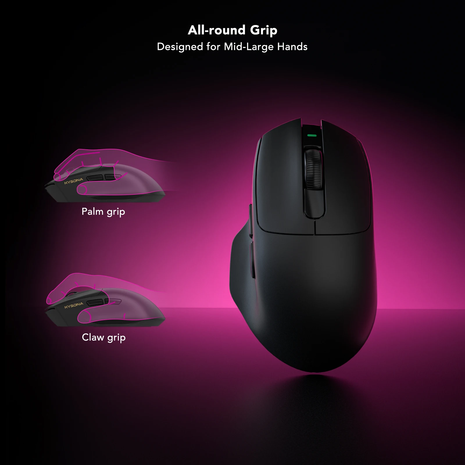KYSONA Saturn SE Gaming Mouse PAW3311 Sensor 56g Ultra Lightweight Magnetic RGB Charging Dock 24000DPI IPS 300 Bluetooth Wireles view 4