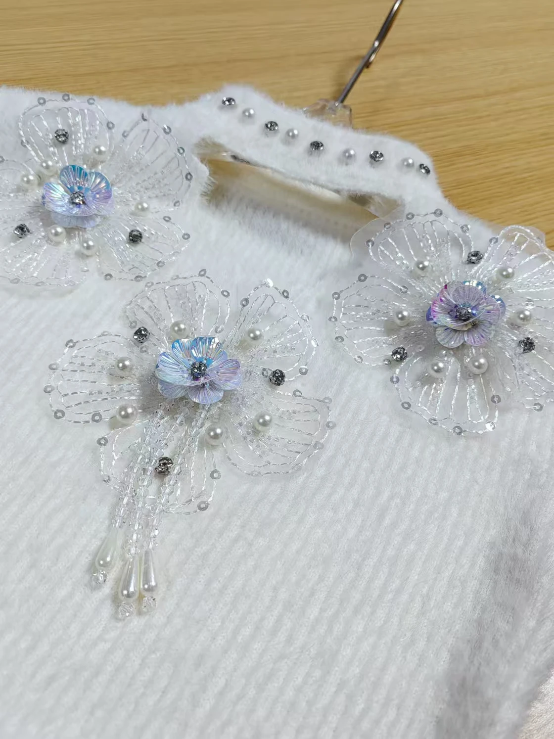 RapBeading-Pull en fourrure de vison avec pompon fleur 3D, coupe couvertes, pulls assortis, col mi-haut, pulls en tricot doux et chaud, nouveau