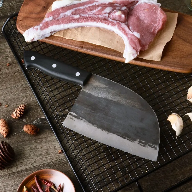 Full Tang Chef Knife Handmade Forged High-carbon Clad Steel Kitchen Knives Cleaver Filleting Slicing Broad Butcher knife