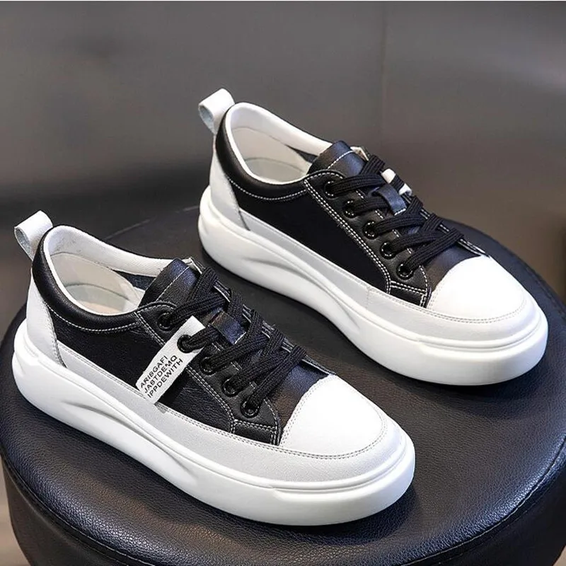 High Quality Platform Women Sneakers Autumn Leather White Sneaker Female Vulcanized Shoes Spring Casual Breathable Sports Shoe