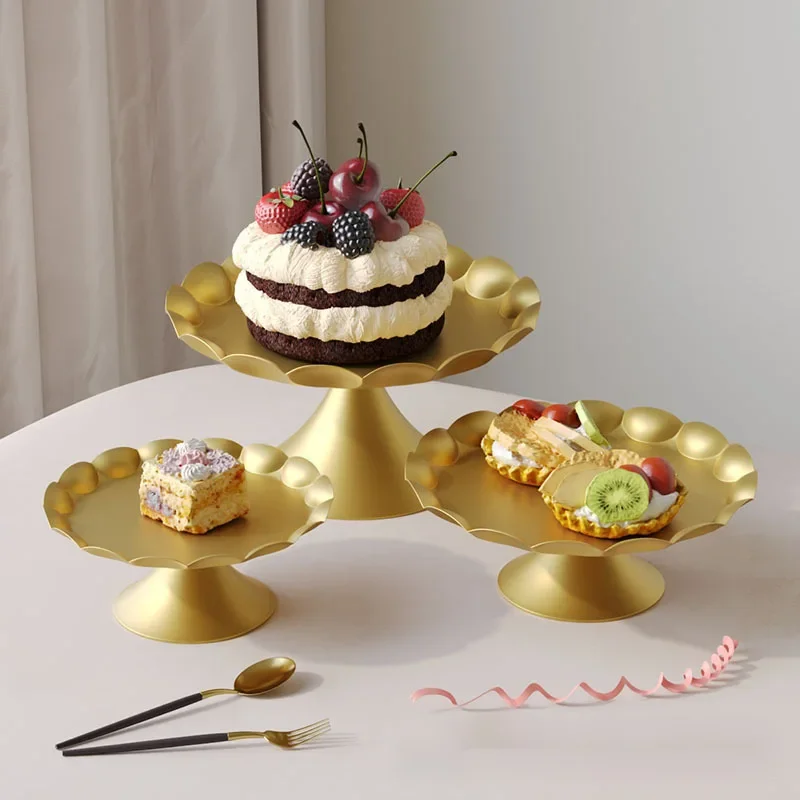 3 Piece Metal Cake Rack Set with Dessert Tray Display Wedding Birthday Party Decoration Layered Paper Cake Rack