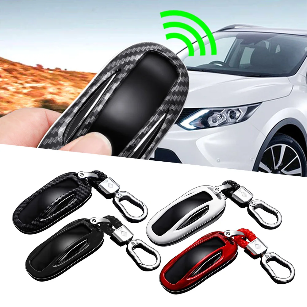 Carbon Fiber Style Car Smart Key Fob Case Protector Shell Cover For Tesla Model X