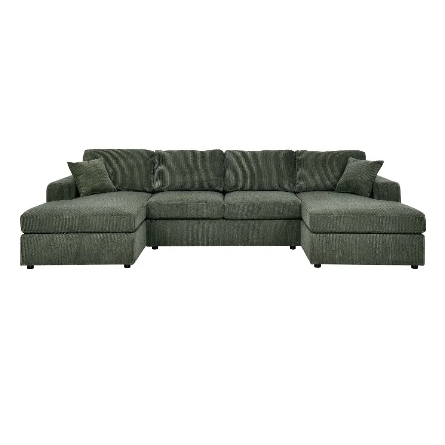 

3 Piece Corduroy DoubleChaise Sectional