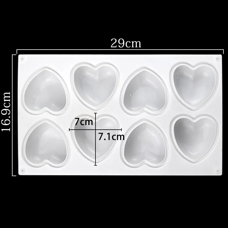 8 Conjoined Heart-shaped Silicone Mousse Cake Mold DIY Aromatic Gypsum Mold