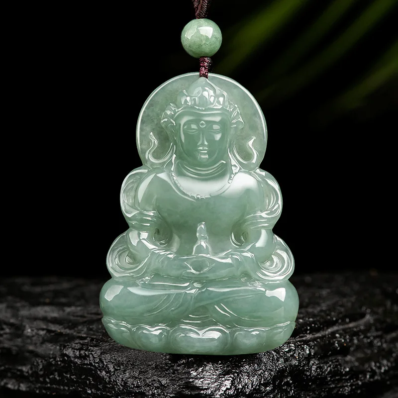 Natural Myanmar A JadeiteTara Guanyin Oil Green Ice Jade Pendant Men's Charms Jewelry Women's Gifts High-end Drop Shipping