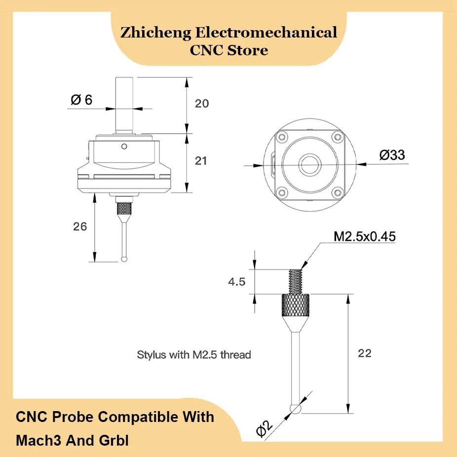 Latest V6 anti-roll 3D Touch Probe edge finder centering precision CNC probe compatible with mach3 and grbl