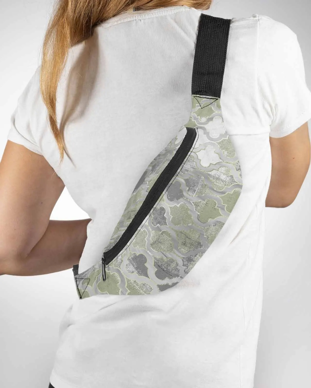 Retro Abstract Paint Mottled Sage Green Phone Belt Bag Wallet Pouch Waterproof Waist Bag Fanny Pack for Women Men