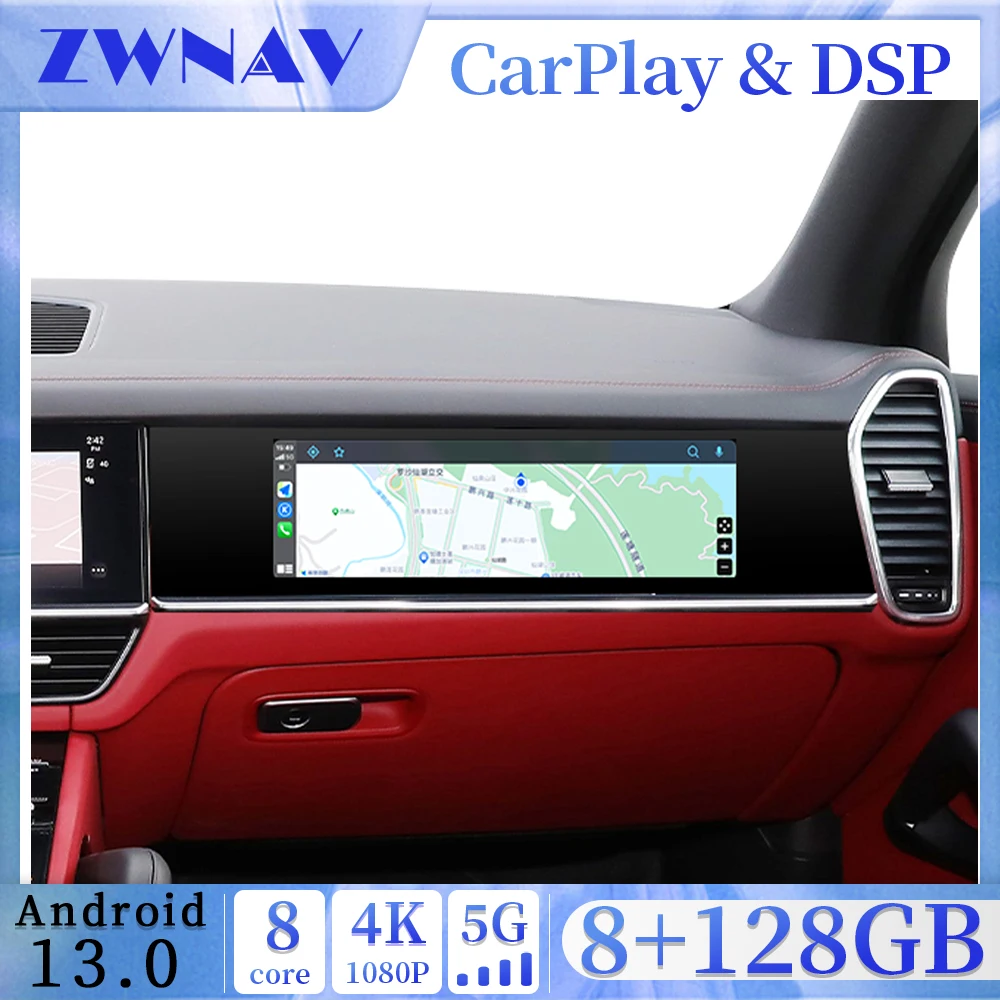 Upgrade New Co-pilot display For Porsche Cayenne 2018 2019 2020 2021 2022 2023 Car Carplay Android GPS Multimedia player Unit