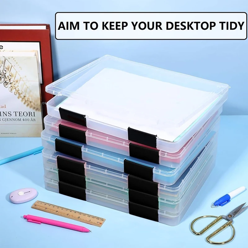 4 Pack A4 File Box,Clear Plastic Document Storage Box,For 8.5Inch X 11Inch Letter Paper, For Magazine File