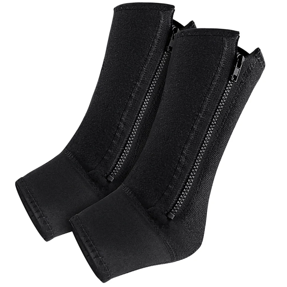 2 Pcs Sports Ankle Guard Leg Sock Cover Zipper Foot Socks Fixed 2pcs (Black) Brace Sleeve Support for Women Wraps Man