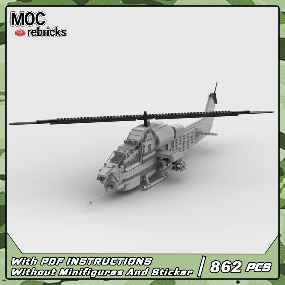 

MOC Military Series AH-1 SuperCobra Antitank Helicopters Building Block Model Set DIY Collection Toys for Kid Christmas Gifts