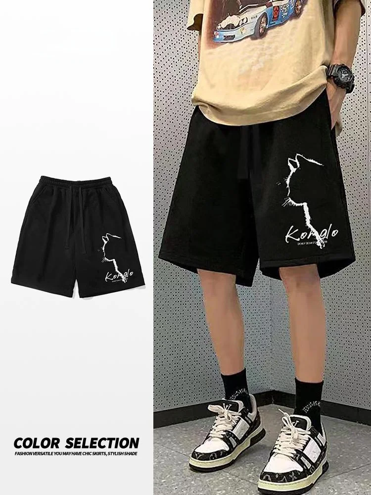 

Summer Cotton Sports orts Men's Loose Thin Casual 5-Part Mid-Pants Trendy Large Size Outdoor Five-Part Pants