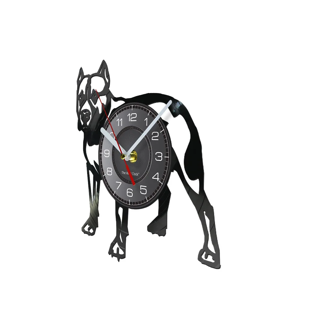 Pitbull Home Wall Decor Decorative Wall Clock Dog Breed Gifts Pitbull Mom Vinyl Record Wall Clock American Bully Mom Retro Clock