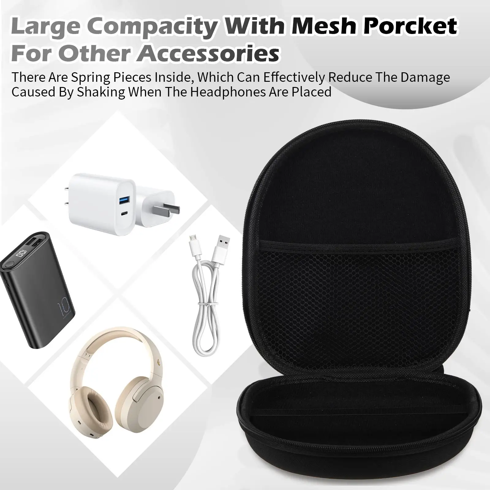 حقيبة حمل سماعة الرأس بتصميم حقيبة سماعة الرأس حاوية سماعة الأذن باللون الأخضر العسكري