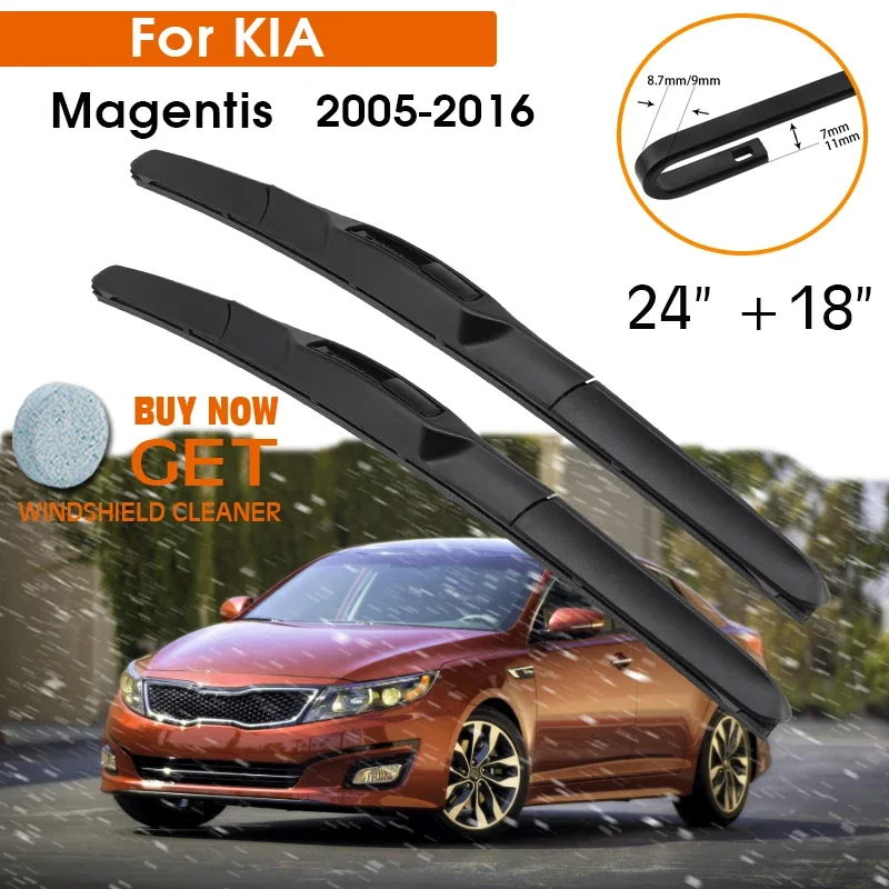

Car Wiper Blade For KIA Magentis 2005-2016 Windshield Rubber Silicon Refill Front Window Wiper 24"+18" LHD RHD Auto Accessories