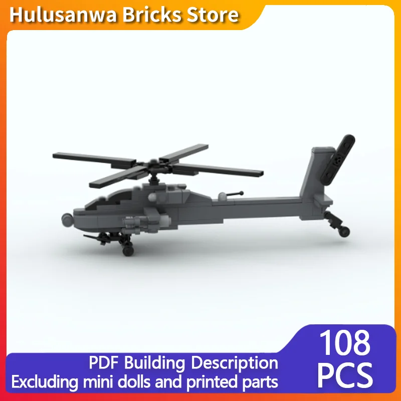 Modèle d'hélicoptère Apache AH-64, briques de construction MOC, équipement de guerre, technologie modulaire, jouets à assembler pour enfants, costume, cadeaux de vacances