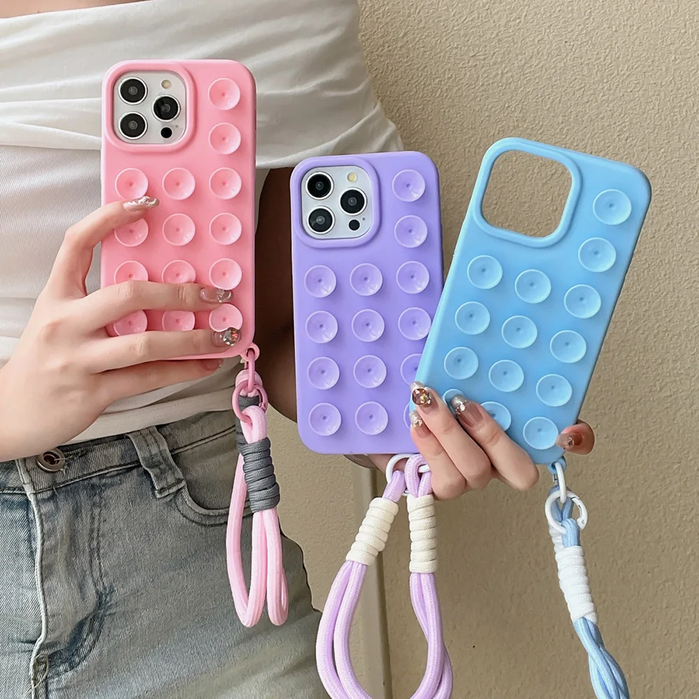 Funda de teléfono con ventosa para iPhone 16 Pro Max, funda para iPhone 17 13 11 12 14 15 Pro Max 14 Plus, correa para muñeca, pulsera, funda con cordón