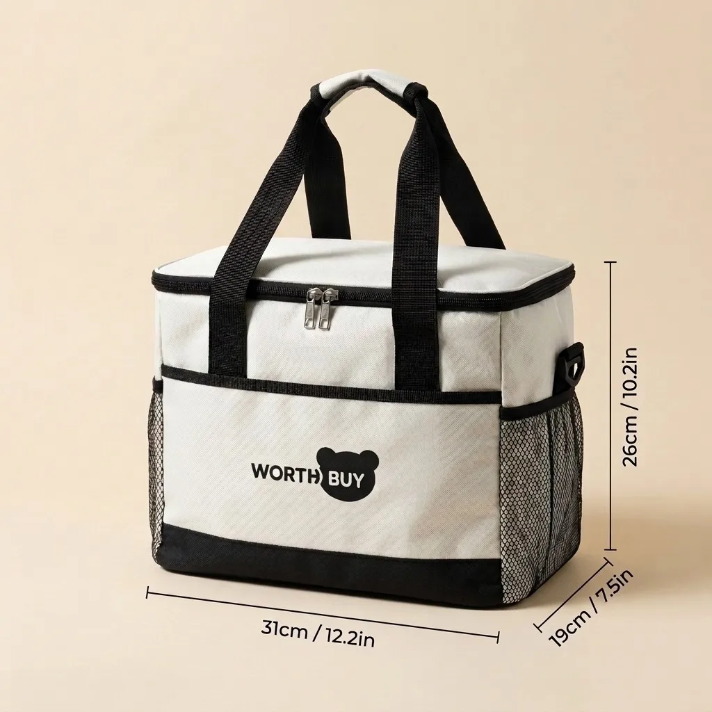 Thermische lunchtas met grote capaciteit, geïsoleerde koeltas, lekvrij Oxford, draagbare picknicktas voor mannen, vrouwen, kinderen, werk, kamperen, reizen