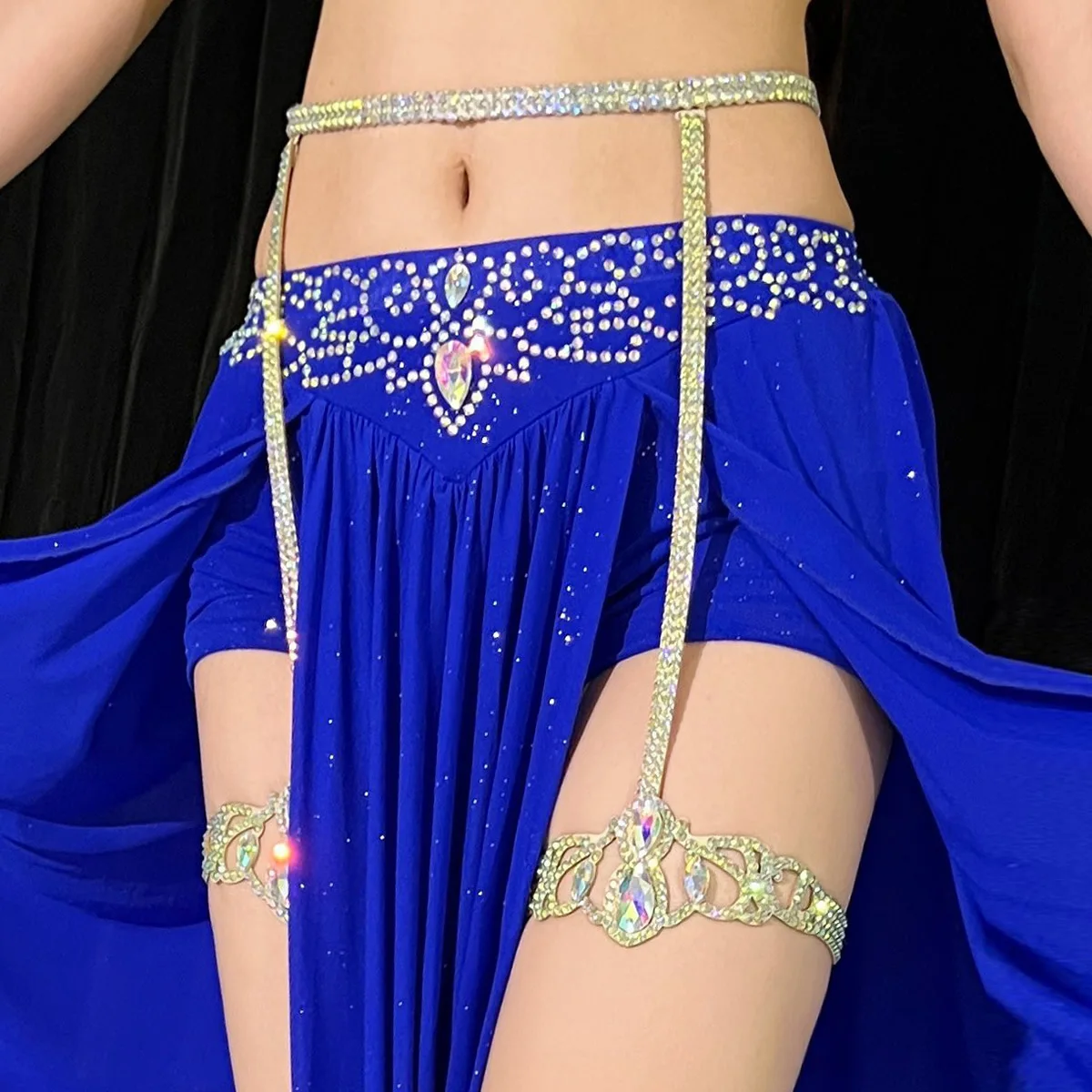 Dancer Belly Leg Chain Handmade Perm Diamond Performance Leg Ornaments Oriental Dance Suits Necklace Accessories Dance Prop