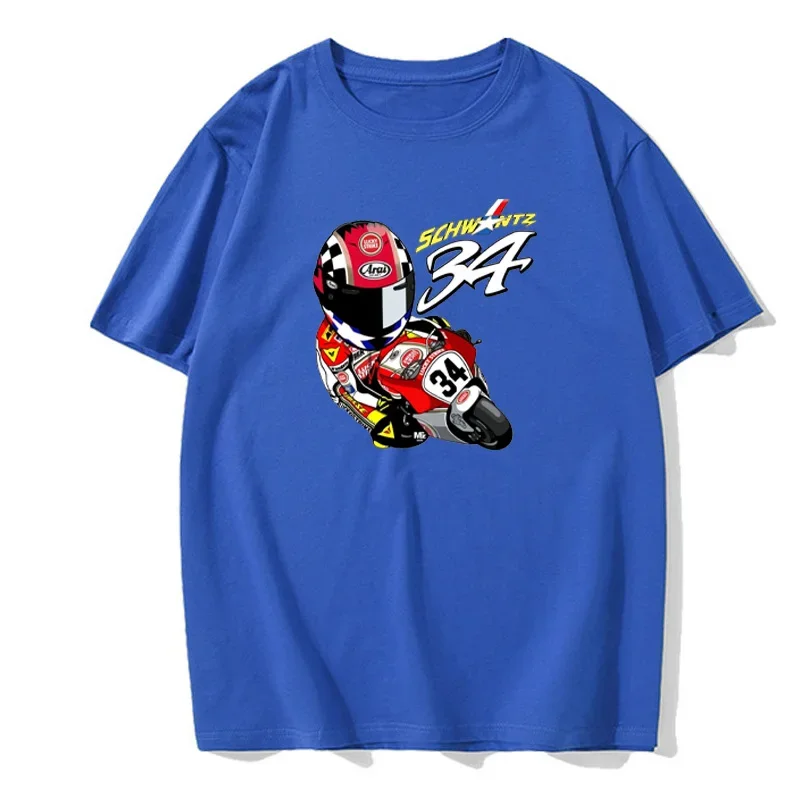 Summer Men\'s Short-sleeved GS Adventure Sports Casual Top Kevin Schwantz 34 1993 GP T-shirt New Men\'s Motorcycle Rider T-shirt