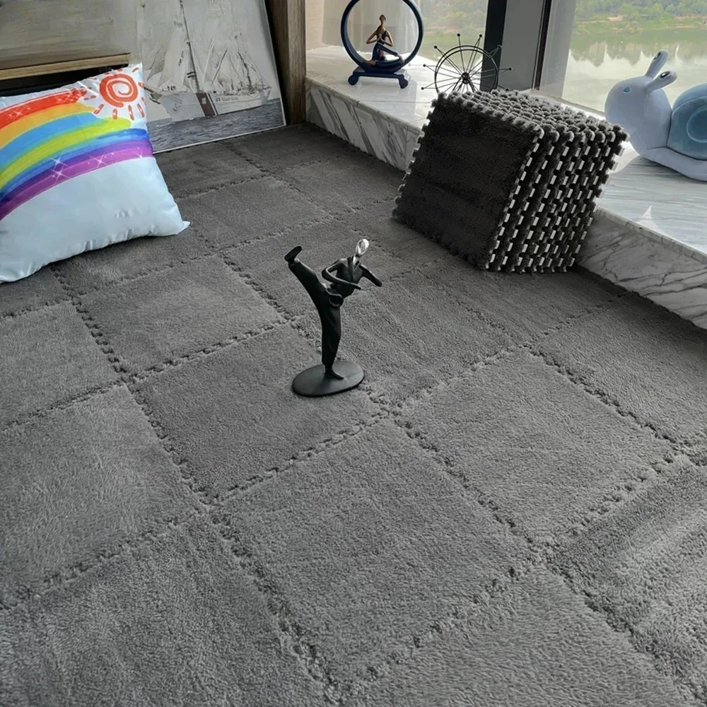 30*30CM Soft Plush Children Kids Rug Play Mat Puzzle Carpet Warm Playmat Interlocking Exercise Tiles Floor Carpet Decoration Mat